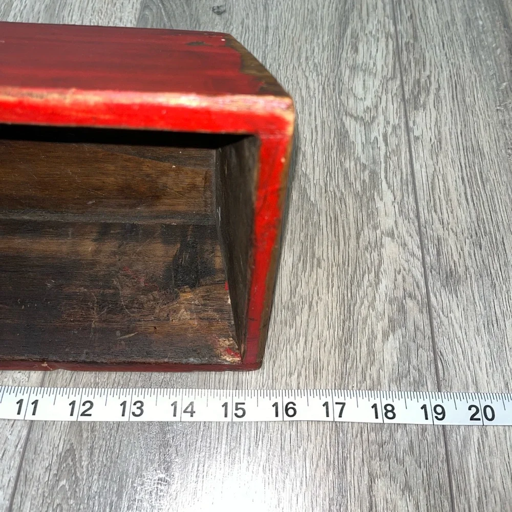 NWT Decorative Box Chinese Jewelry Box Decorative Red Floral Elongated Box - Picture 8 of 16